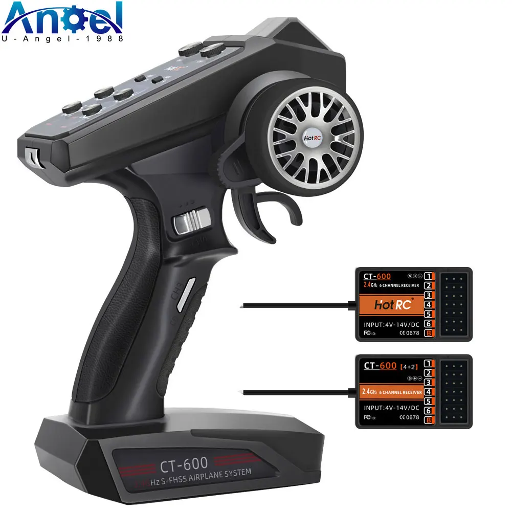 

Hotrc CT-600 CT400 6CH 4CH 2.4GHz Radio System Transmitter Remote Controller with CT-600 6 Channel Receiver for RC Car Boat Tank
