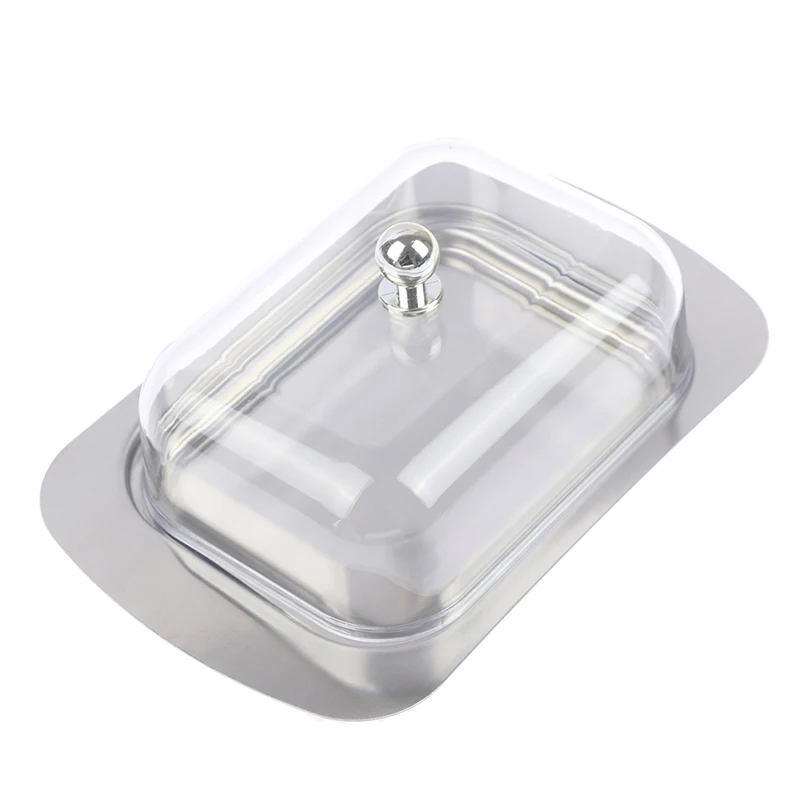 Butter Dish Box Container Cheese Bread Storage Tray With See-through Lid