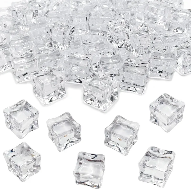 Reusable Acrylic Fake Ice Cubes Highly Transparent Ice Side Length 1.7/2/2.5/3 Cm For Photography Accessories Props Decoration food photography props