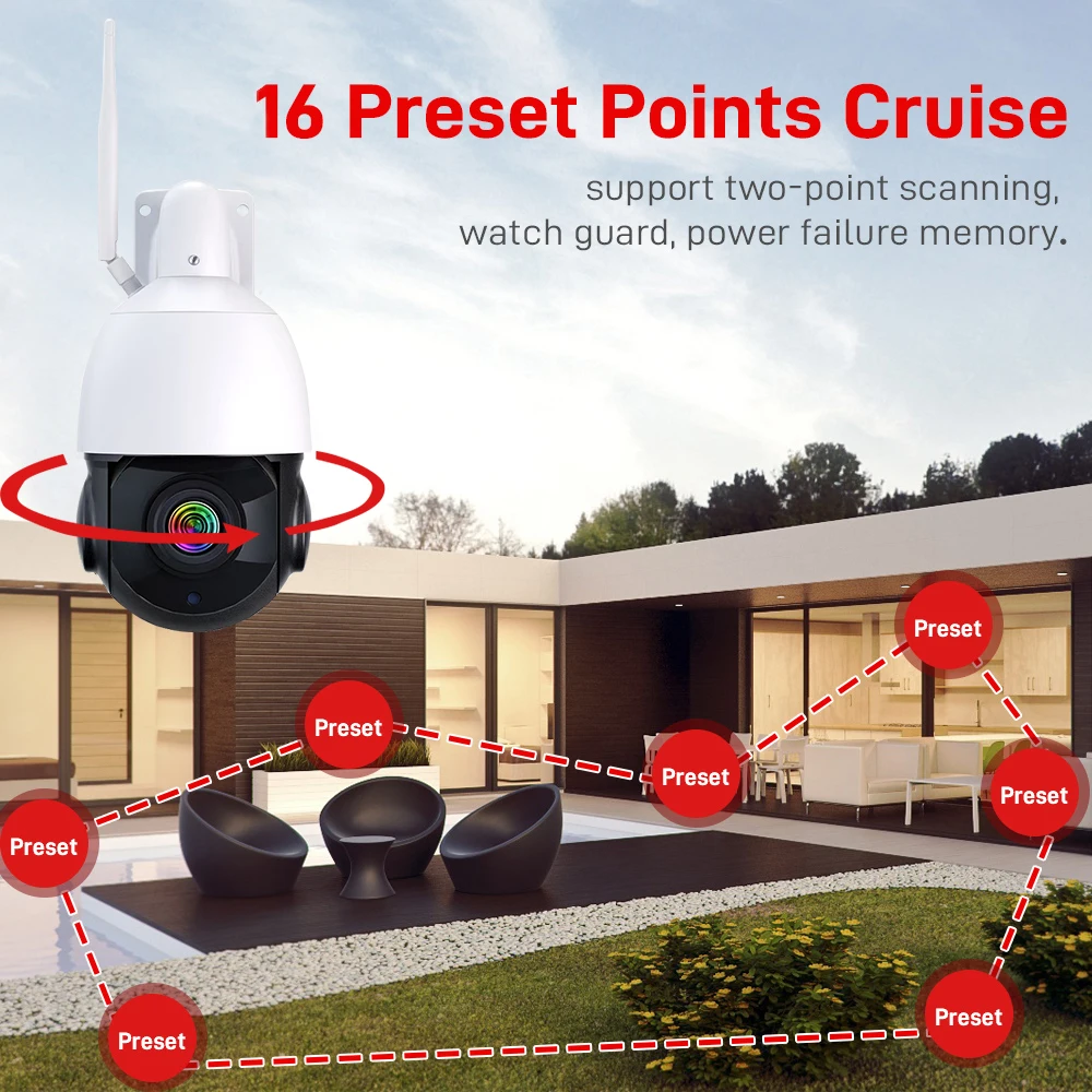 PEGATAH 4K 8MP WiFi Video Surveillance Camera 50X Zoom CCTV Cam AI Human Detect Outdoor Security PTZ IP Cameras