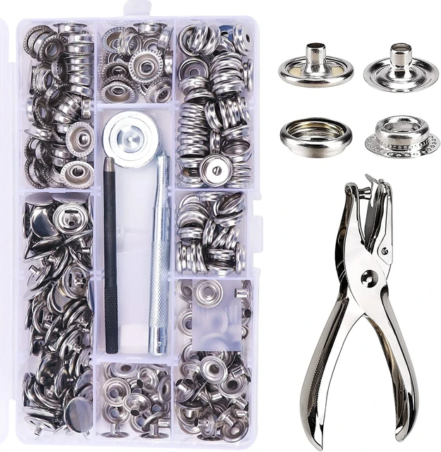 50 Sets Canvas Snap Kit 15mm Metal Snaps Button with 2 Tool