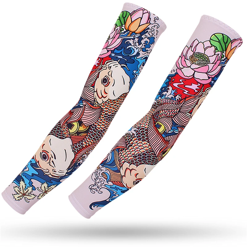 Arm Sleeves 1 pair Tattoo 3D Outdoor Bicycle UV Protection Running Cycling Sunscreen
