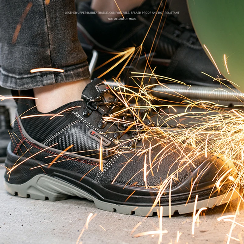 Waliantile Welding Safety Shoes Men Male Puncture Proof Anti-smashing Construction Work Boots Steel Toe Indestructible Footwear