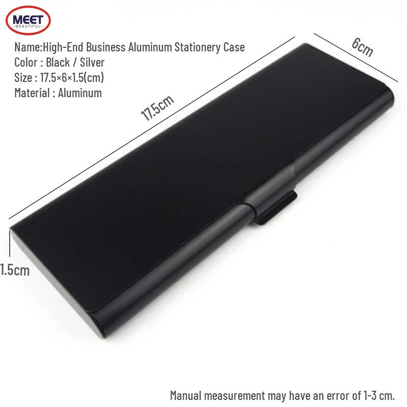 CreativeMultifunctionMetalPencilCasePencilBoxforofficeBlackMetalAluminumPencilcase