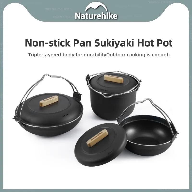 

Naturehike Outdoor Camping Non-stick Pan Sukiyaki Hot Pot Rice Cooker Hanging Cooking Pot Picnic Portable Travel Cookware