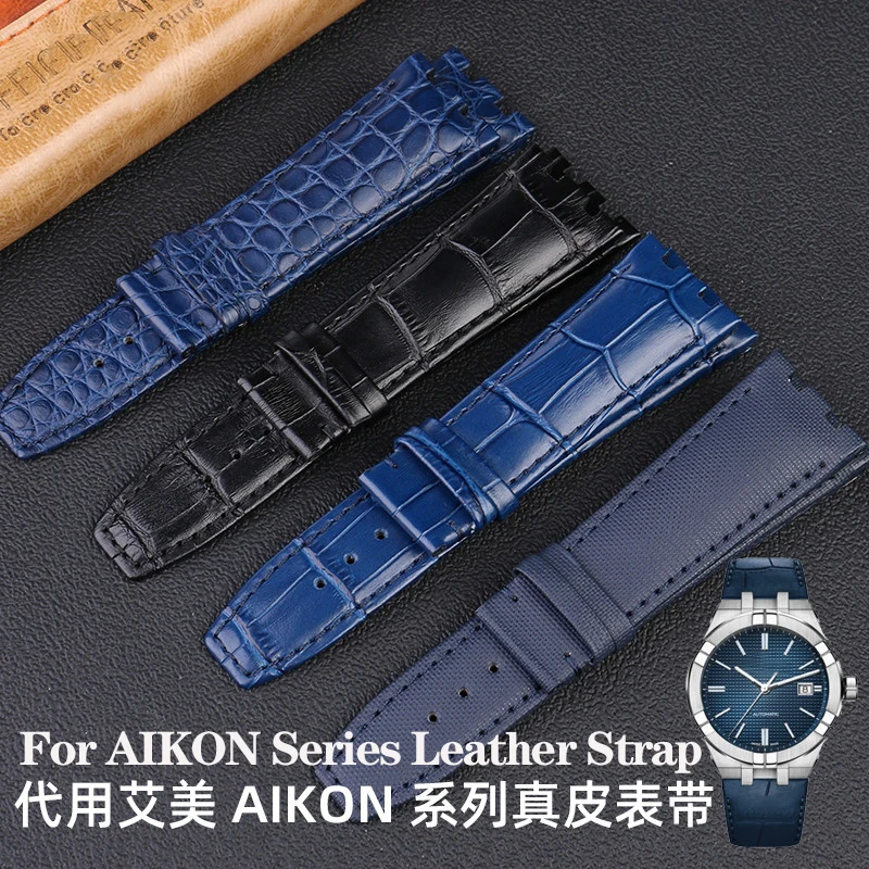 Cinturino In Vera Pelle Di Vacchetta/Coccodrillo Per Orologio All'Uncinetto Lacroix Serie Aikon Venture 6008 Ai6038 Ai6058 Bracciale A Catena In Nylon