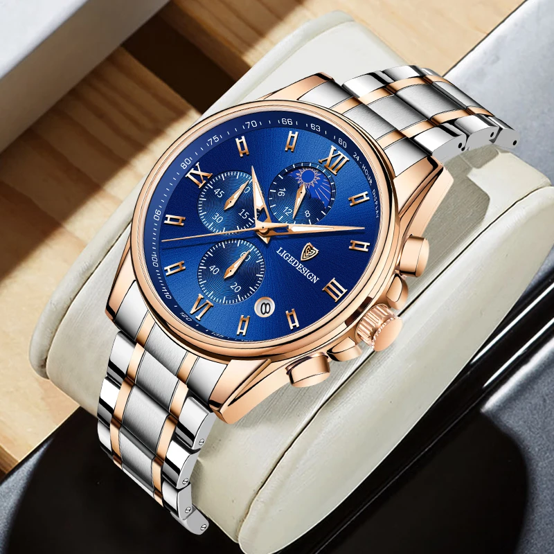 

LIGE Top Brand Luxury Man Watches Waterproof Business Quartz Wristwatch Casual Sport Chronograph Watch For Men Relogio Masculino