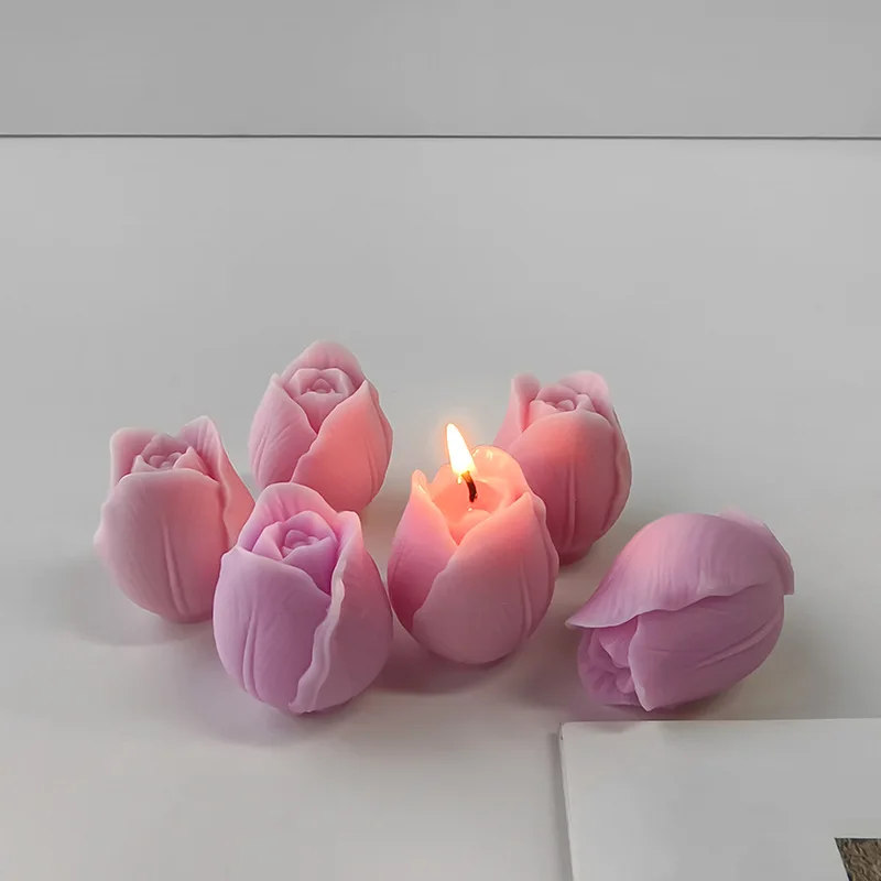 3D Tulip Candle Mold Handmade DIY Flower Soap Silicone Resin Mold Concrete Molds Candle Making Supplies Cake Baking Mould silicone mold