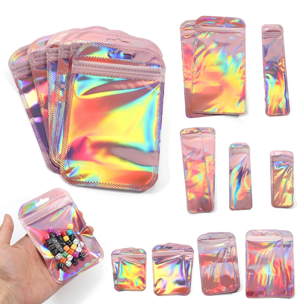50pcs Iridescent Self Sealing OPP Bags Laser Iridescent Zip lock ...