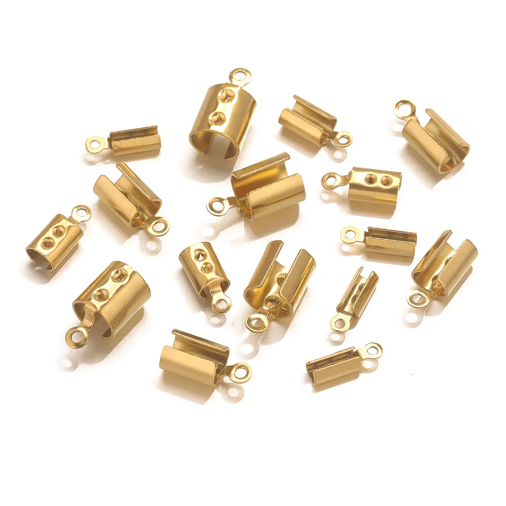 50pcsGoldPlatedStainlessSteelChainCrimpConnectorsEndClaspDIY