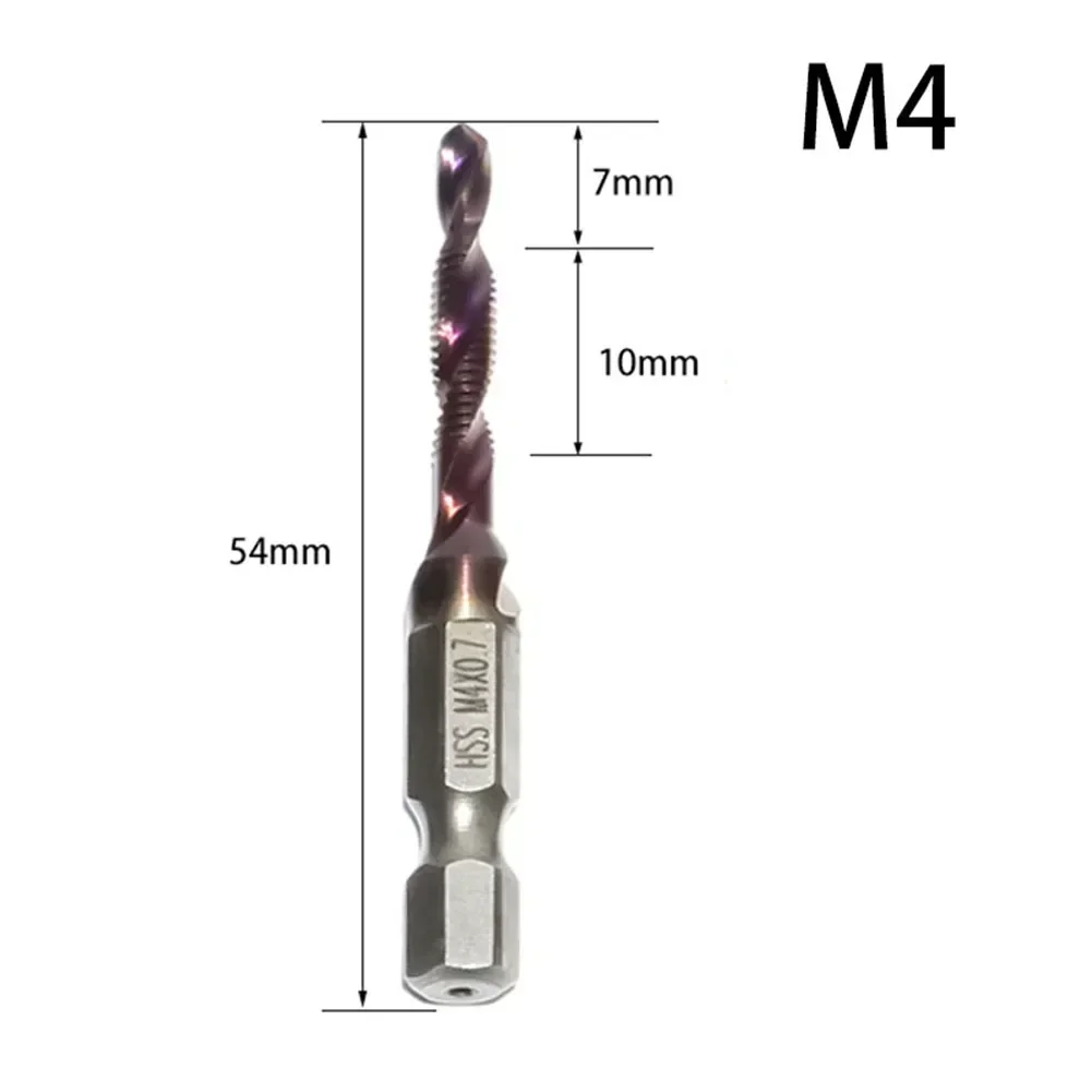 1PC HSS 탭 드릴 비트 세트 육각 섕크 구멍 태핑 모따기 나사 비트 나사 기계 복합 탭 M5 M6 M8 M10 수공구