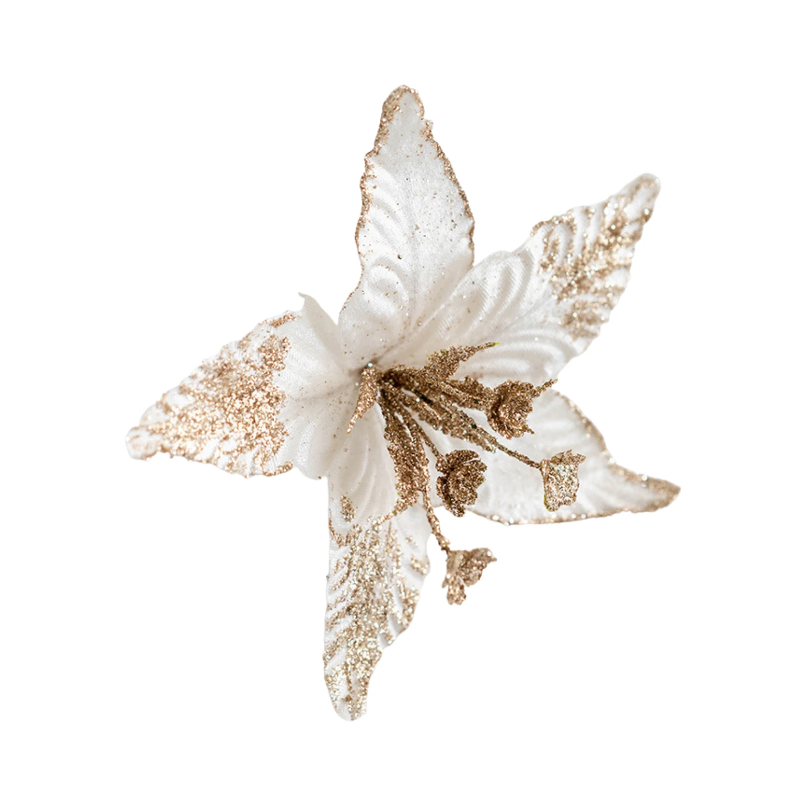 Glitter Artificial Flowers DIY Christmas Tree Decoration Fake Flower