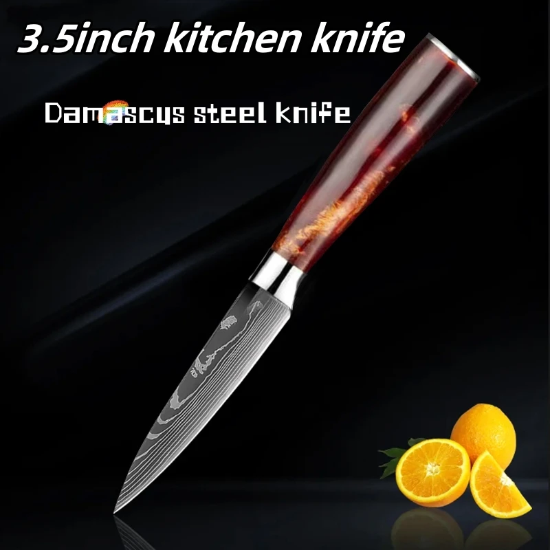 3.5inch Kitchen Knife Damascus Steel Knife Fruit Slicing Knife Chef Knives  Cooking Household Fruit Cutter