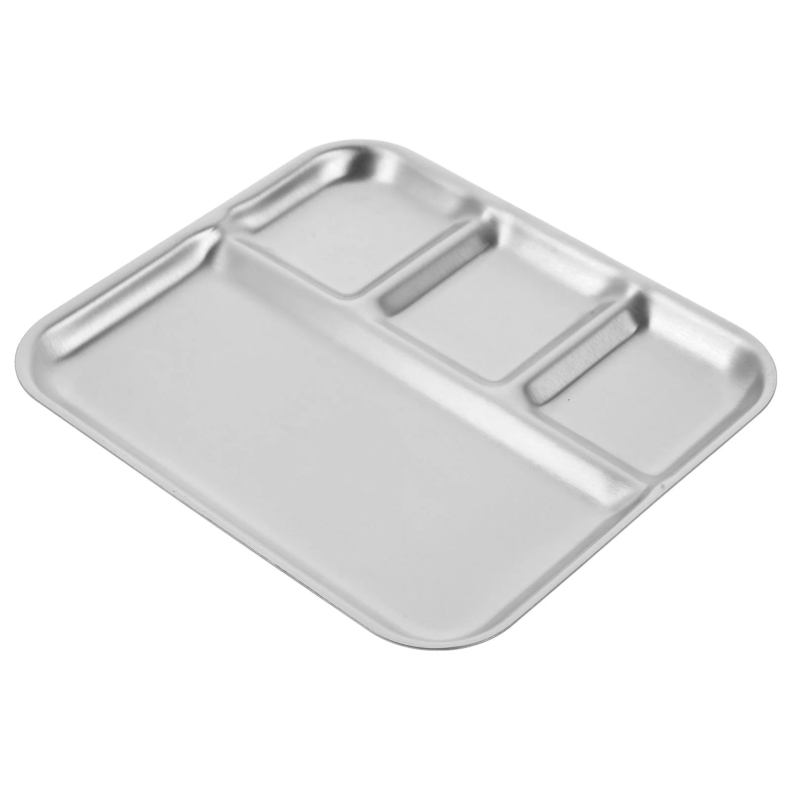 

Divided Dinner Plates Stainless Steel Snack Serving Plate 4 Compartment Metal Food Trays Kids Adults Camping Diet Food