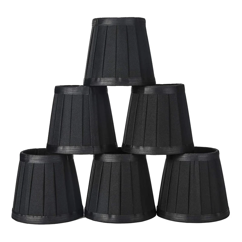 

ABHU Clip On Lampshades Candle Chandelier Lampshades For Ceiling Pendant Light Table Lamp Floor Light 6 Pcs Black