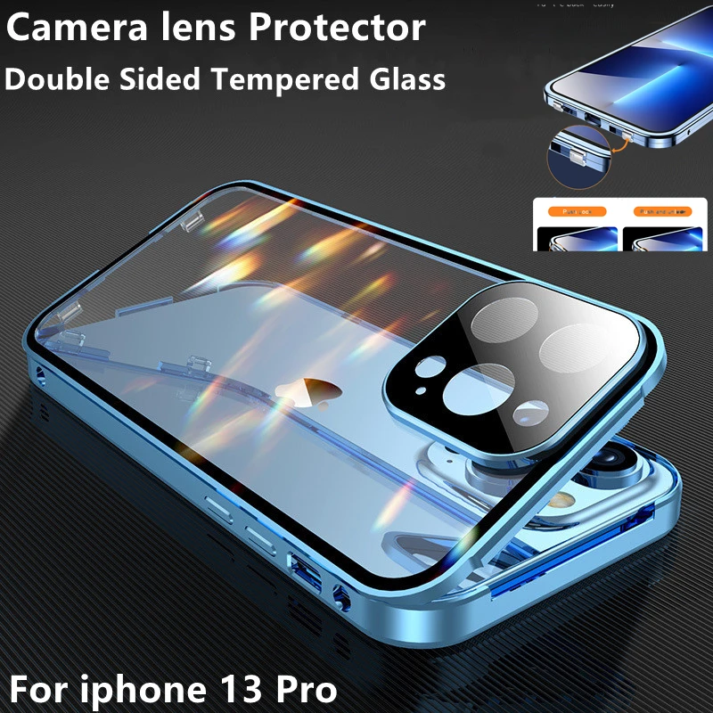 apple iphone 13 case For IPhone 13 12 11 Pro Max 13 12Mini Shockproof Full Lens Protection Double Sided Buckle Magnetic Clear Case Lens Metal Cover case iphone 13 