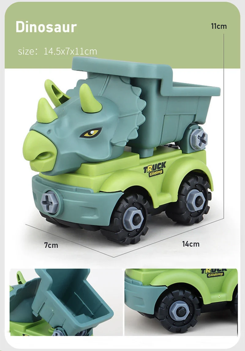 pixar cars diecast Car Toy Dinosaurs Transport Car Dinosaur Engineering Truck Can Be Assembled and Disassembled Toys Educational Toys gifts for Kid circle b diecasts