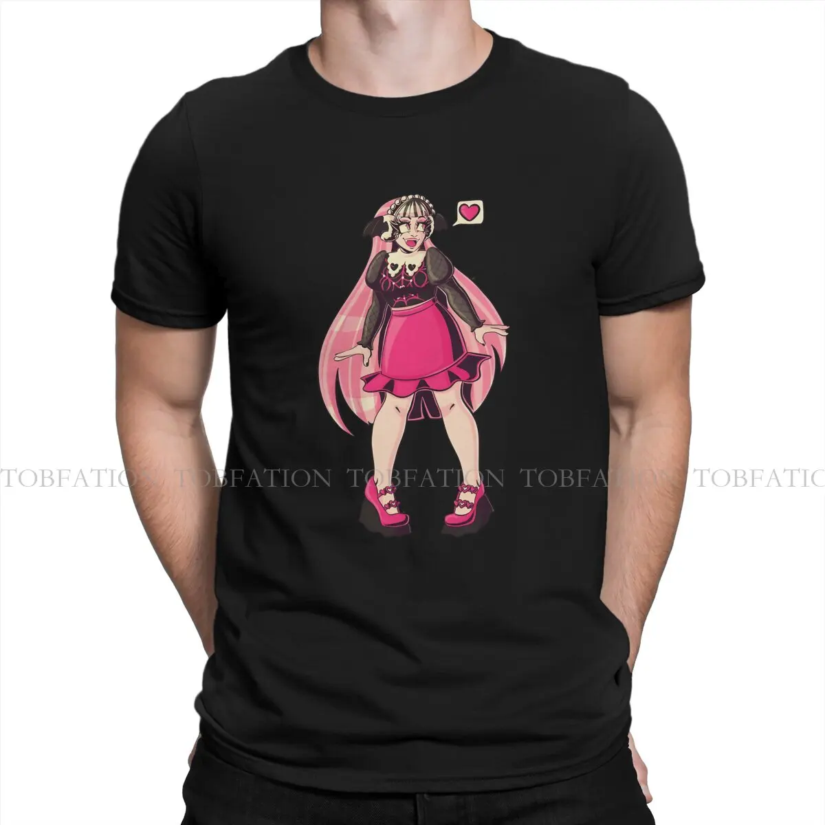 Camiseta Fearidescent Draculaura Monster High Anime para hombre, Camiseta de algodón con cuello redondo, camiseta Harajuku de manga corta