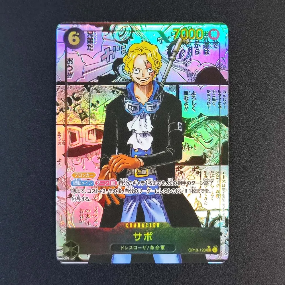 Diy bandai opcg cartão de uma peça op13 vermelho mangá ace sabo