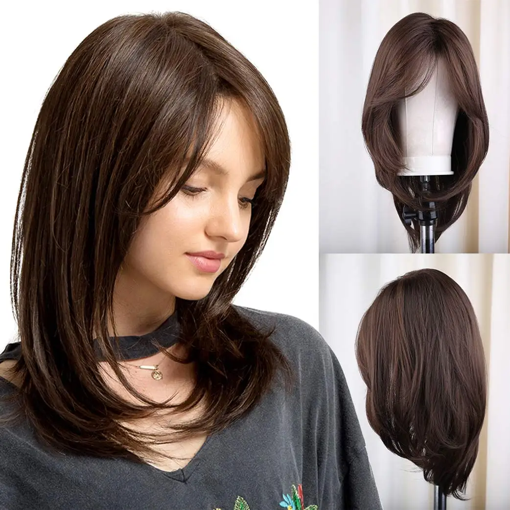 

Long 26 inch Dark Brown Silky Straight European Virgin HumanHair Jewish Wig 13x6Lace Front Kosher Sheitel Wig For Women BabyHair