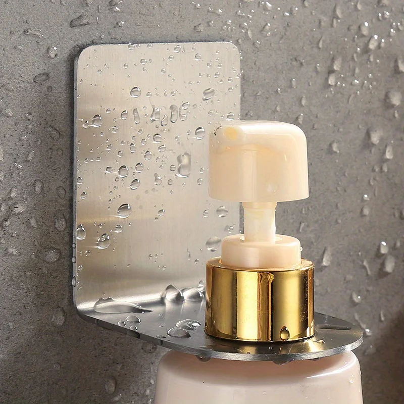 2 Stück Wand-Flaschenhaken aus Edelstahl, nachfüllbarer Shampoo-Behälter-Aufhänger, Badezimmer-Zubehör, Haken für die Wand – Detail 8