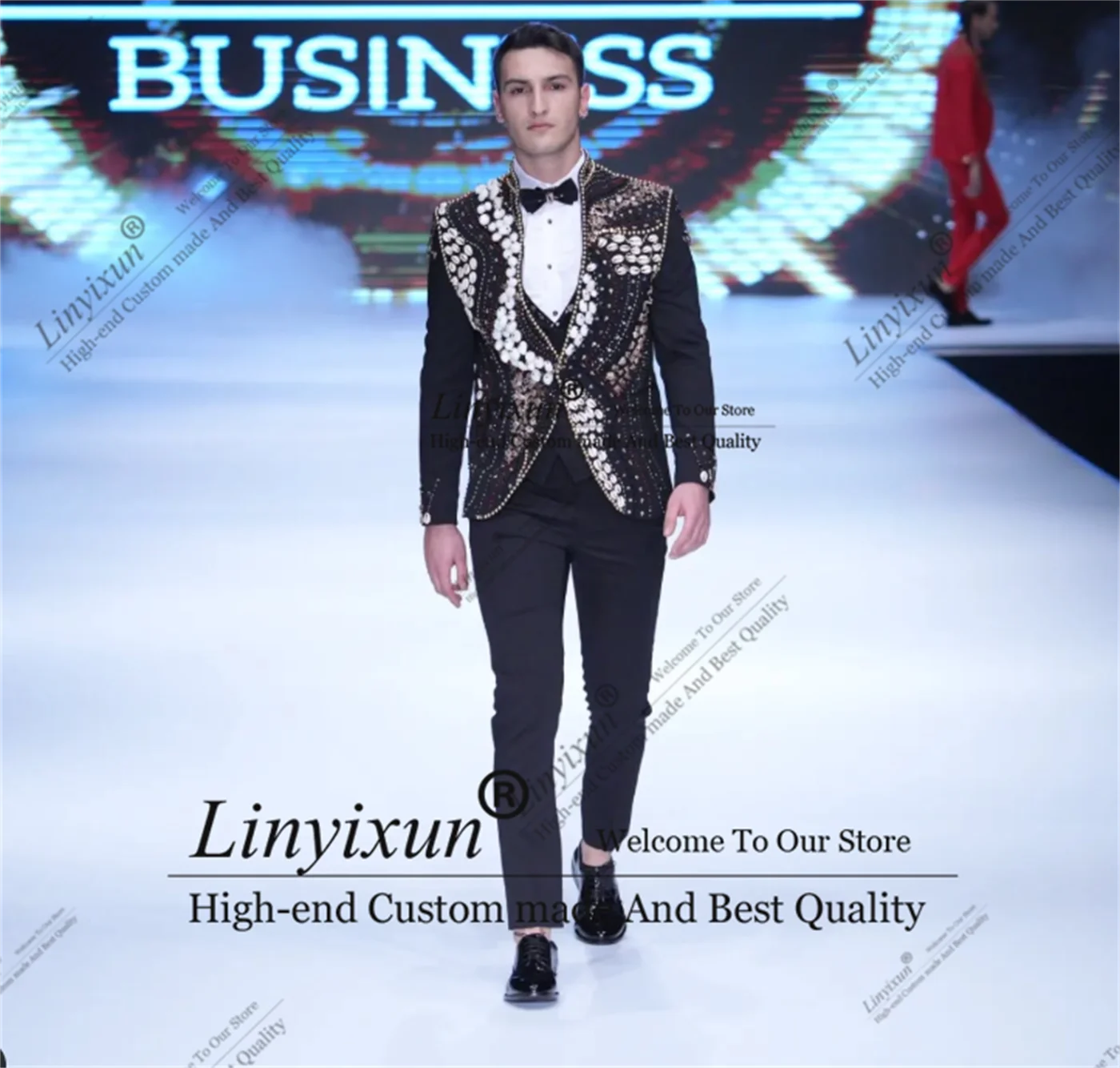 Luxury Embroidery Beaded Men Suits Groom Wedding Tuxedos 3 Pieces Sets Prom Blazers Slim Fit trajes para hombre