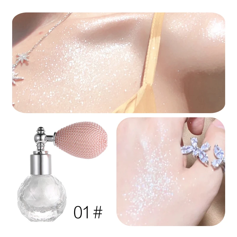 Shiny Glitter Body Powder Highlighter Spray with High Gloss Shines and Sparkling, Suitable for Face and Body Makeup Highlighter 3