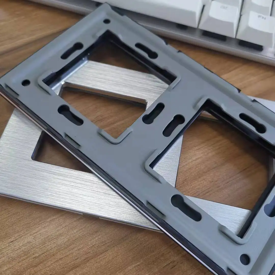 Tempered Glass Frame Three Color 86*86mm Single Double Tripled Quadruple Aluminum Frame for Socket Part