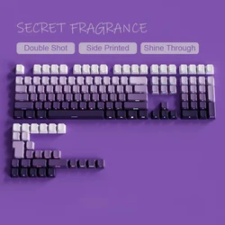 Gradient Green Shine Through Keycaps - PBT Double Shot Side Printed, OEM Profile for Gaming Keyboards (135 Keys) (Secret Fragrance - OEM)