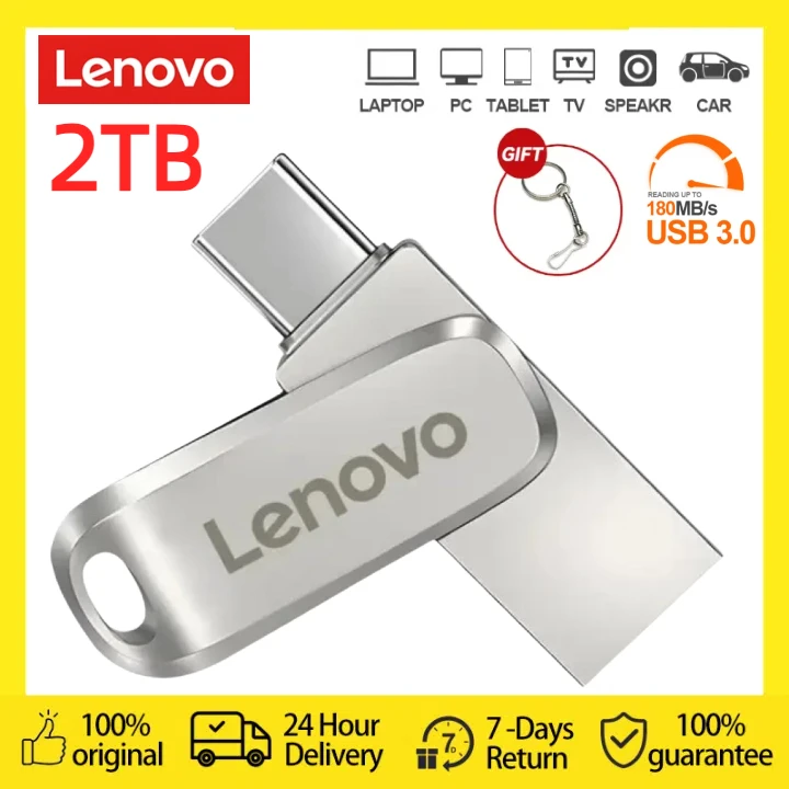 

Usb-флеш-накопитель Lenovo OTG Type C объемом 2 ТБ, 1 ТБ, 512 ГБ, 256 ГБ, 128 ГБ
