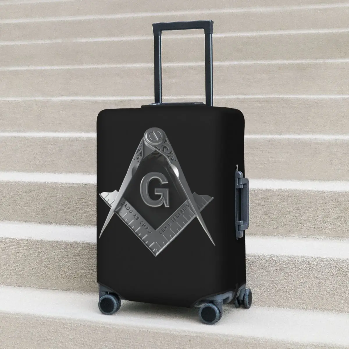 

Freemason Suitcase Cover Compass Silver Fashion Fun Travel Protector Luggage Supplies Flight