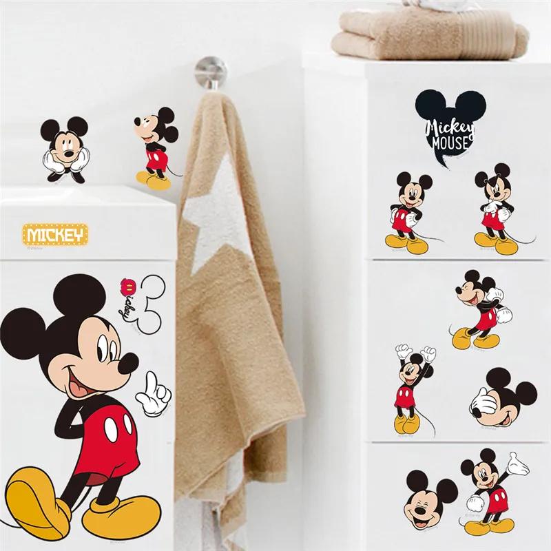 Small Size Mickey Minnie Mouse Baby Home Decals Wall Stickers For Kids Room Baby Bedroom Wall Art Nursery Amusement Park Poste luminous wall stickers wall stickers vinyl decal stickers