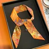 Retro Zebra Floral Print Skinny Silk Ribbon Scarfs Women Hairband Soft Satin Neckerchief Female Bag Ribbons Foulard Neck Ties 2