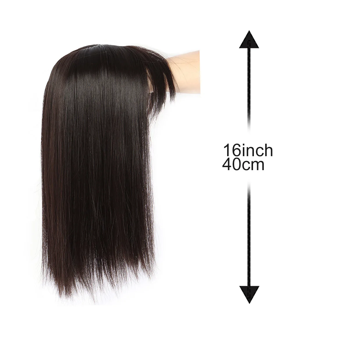 Synthetic 16inch Straight Topper Hair with 3 Clips for Women  Hairpieces for Thinning Hair Featuring Bangs  Easy to Wear