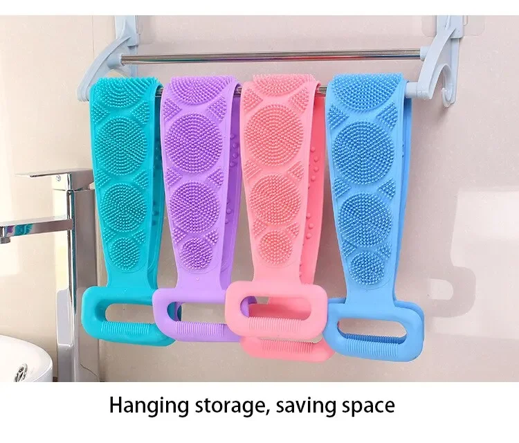 Silicone Body Scrubber  Massage Brush - Bath Towel Shower Belt for Skin Exfoliation
