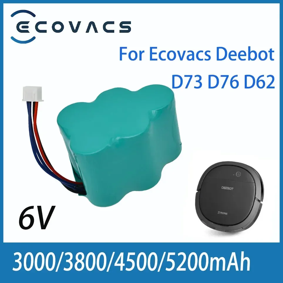 

Ecovacs 6V 3000/3800/4500/5200mAh Vervanging Ni-Mh Batterij Voor Deebot D73 D76 D62 D63 D 63S D65 D68 D68 D77 D79 730 760 Tbd71