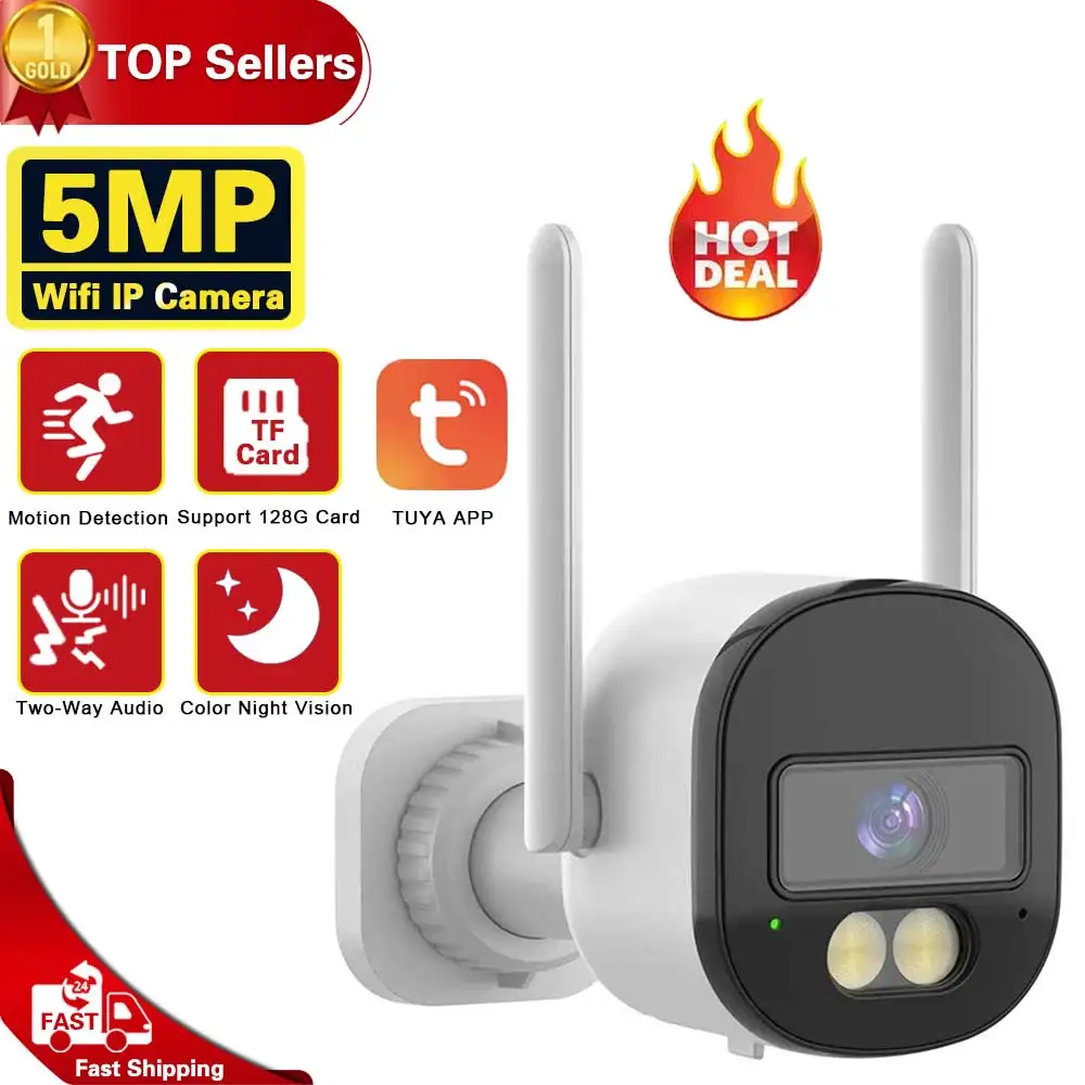 Tuya 5Mp Hd Wifi Telecamere Bullet Camera Pir Motion Detection Ir Visione Notturna Colorata Funziona Con Smart Home Ootdoor E Monitor Per Interni