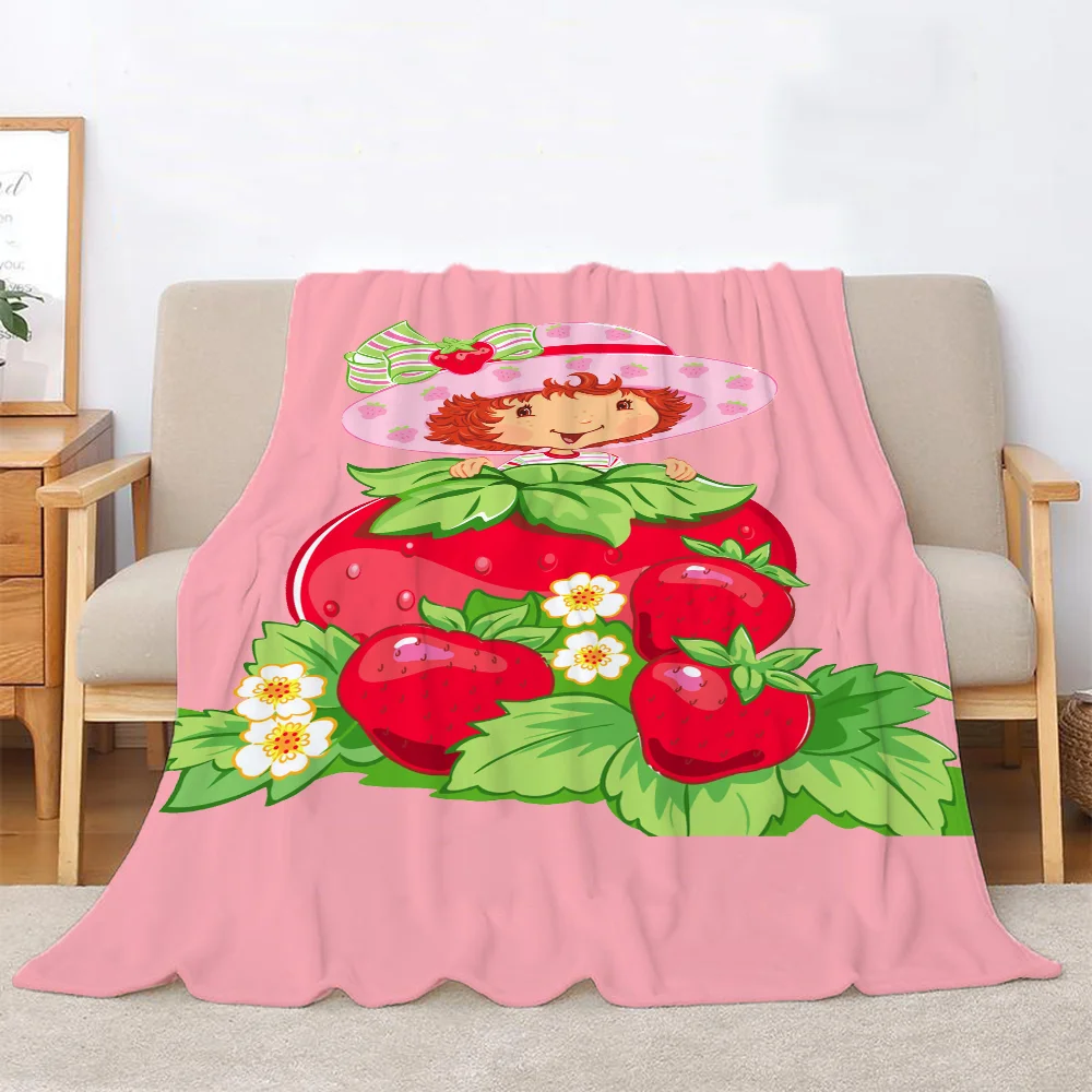 Camping Blanket for Sofa Decoration Strawberry Shortcake Thermal Blankets for Bed Character Blanket King Size Microfiber Bedding 2
