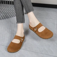 Mules Mary Jane en daim pour femmes, livraison gratuite, sabots plats décontractés sans talon, pantoufles confortables à enfiler, chaussures quotidiennes rétro minimalistes 6