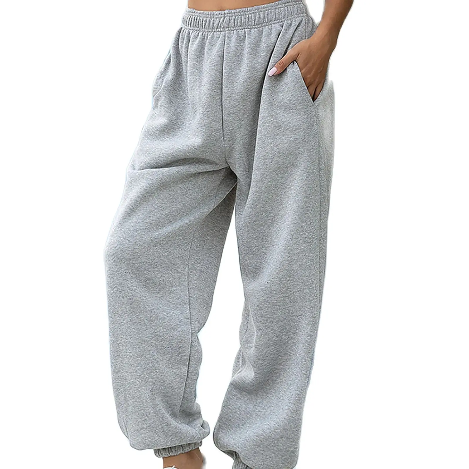 

2023 Casual Women Trouser Gym Wear Track Jogger Pants Baggy Gray Sweat Running Sports Loose Pants Wide Leg Oversized Streetwear