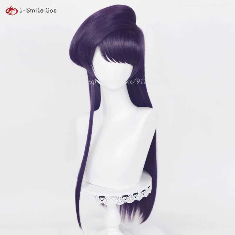 Komi Shouko Cosplay Perücke 80cm Lila Schwarz Hitzebeständig Synthetik 4