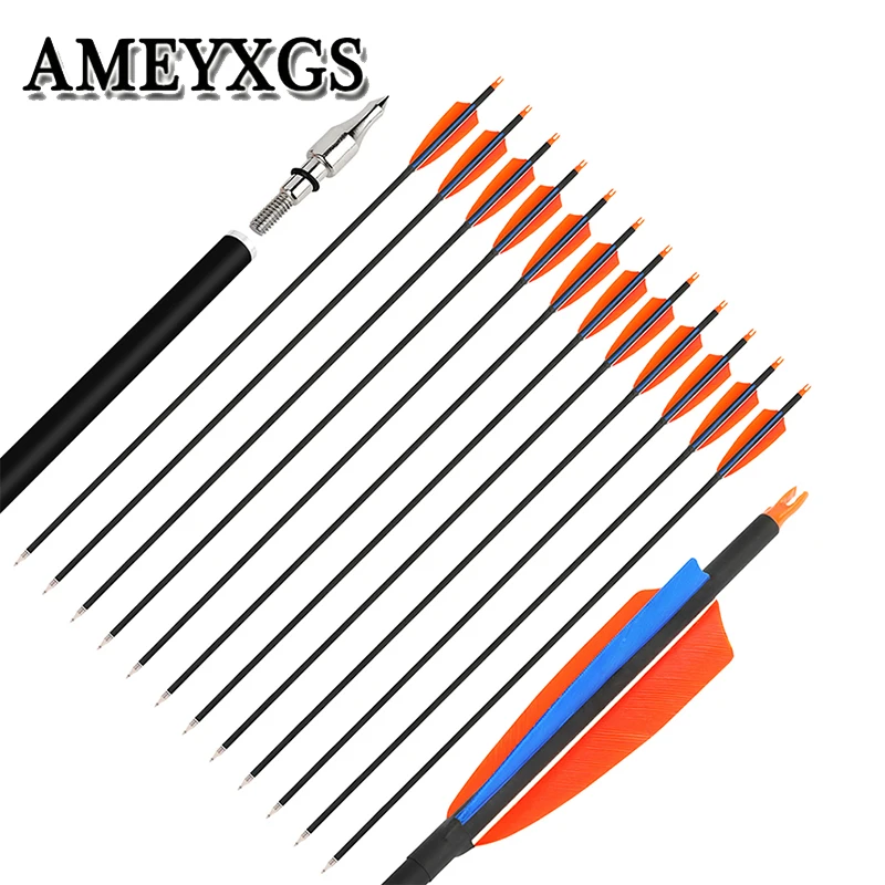 

6/12pcs Archery 30" Mix Carbon Arrows 4"Left Wing Feather SP500 ID6.2mm Recurve Compound Bow Hunting Target Accessories