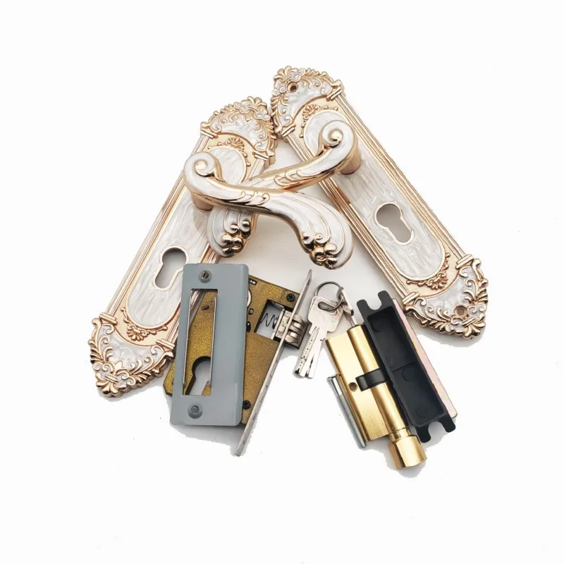 White amber interior door lock European wood door lock press bedroom handle