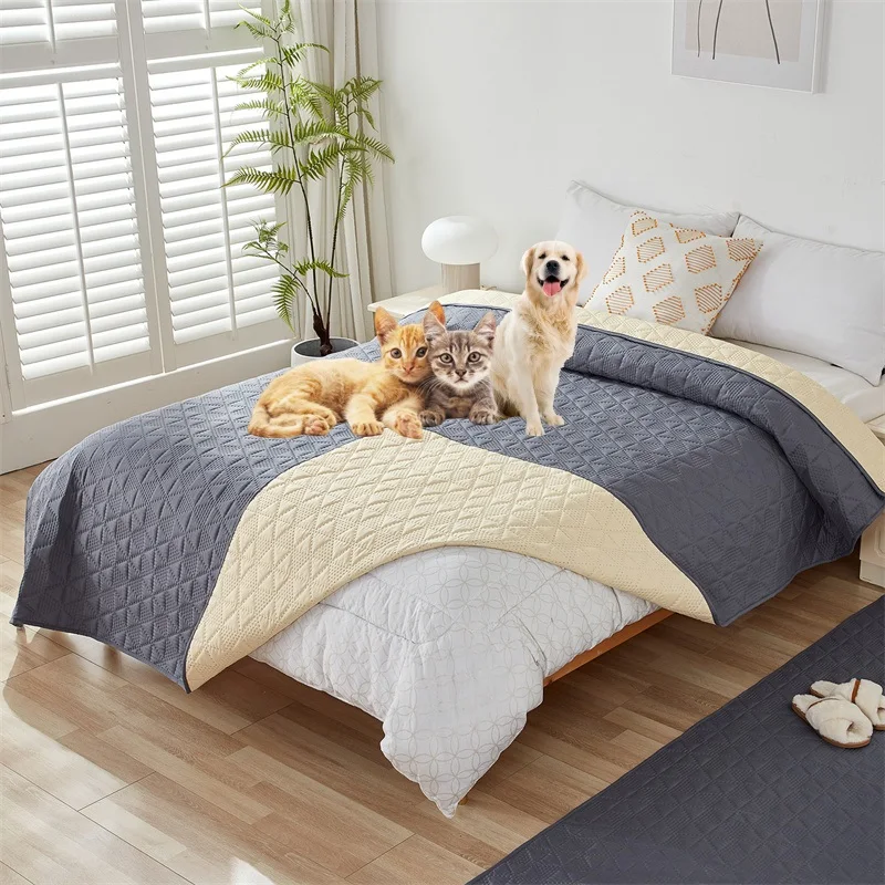 Protège-matelas imperméable pour animaux de compagnie, couvre-lit lavable,  couvre-lit matelassé, linge de lit pour chien, lit king size, 100%