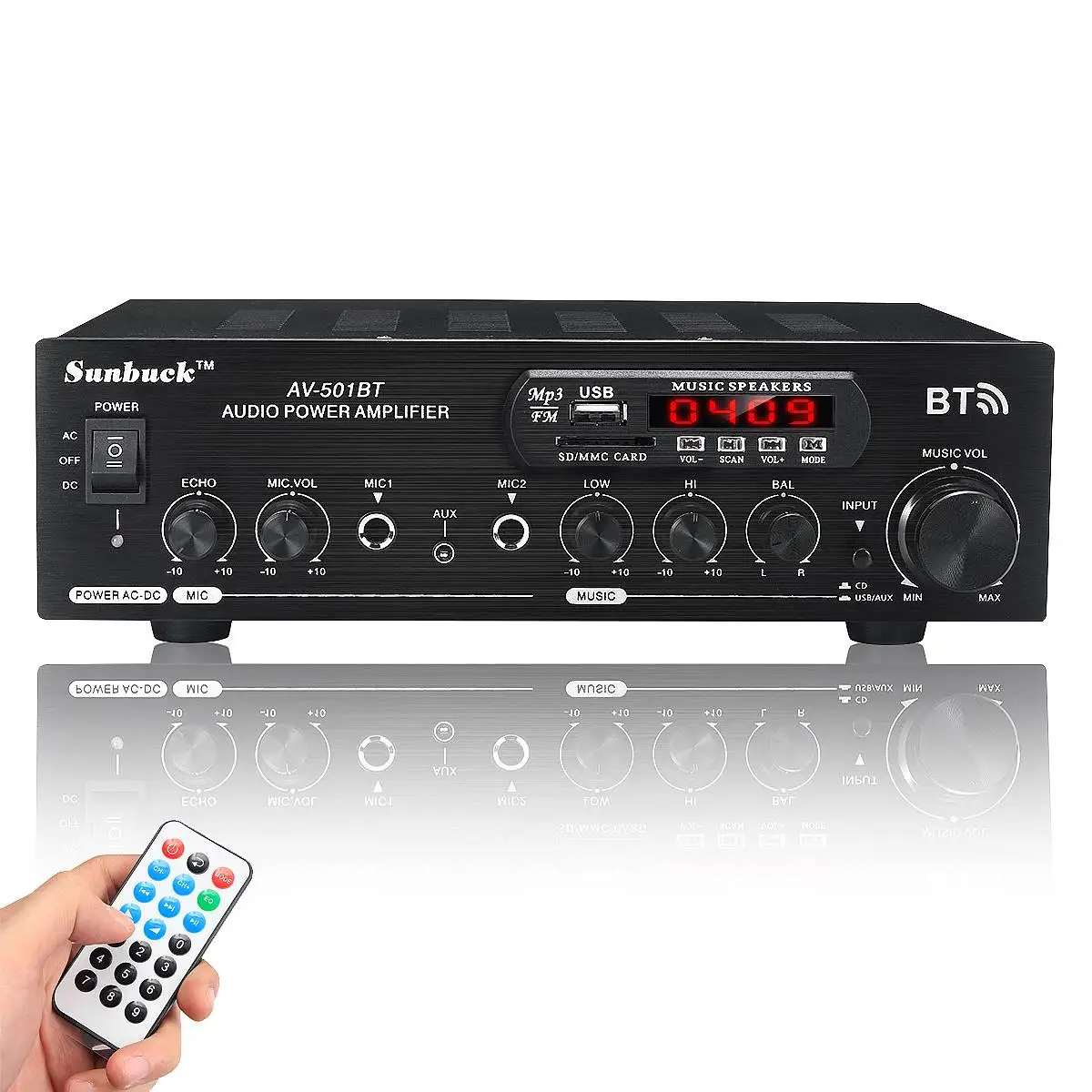 

Новинка 2500 Вт 110/220 В 12 в bluetooth 2-канальный микрофон для караоке вход Цифровой реверберативный Штатив Поддержка USB SD FM AUX вход