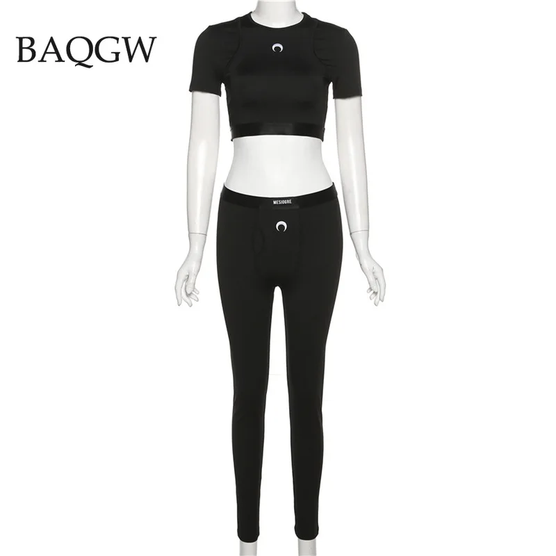 Short Sleeve Crop Top And Leggings Set - Black