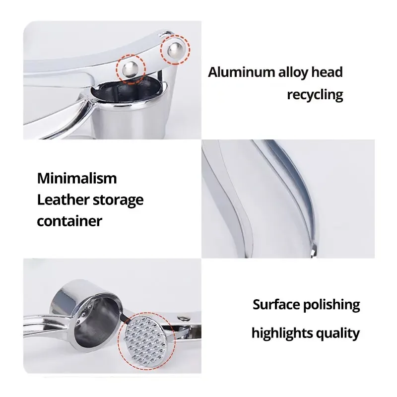 Garlic Masher 1pc Silvery Stainless Steel Kitchen Vegetable Cooking Extruder Manual Ginger Grinder Tool