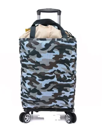 Women Rolling Shopping bag Wheels Grocery Wheeled Bag Short Trip Travel Trolley Bag Travel Tin Foil Picnic