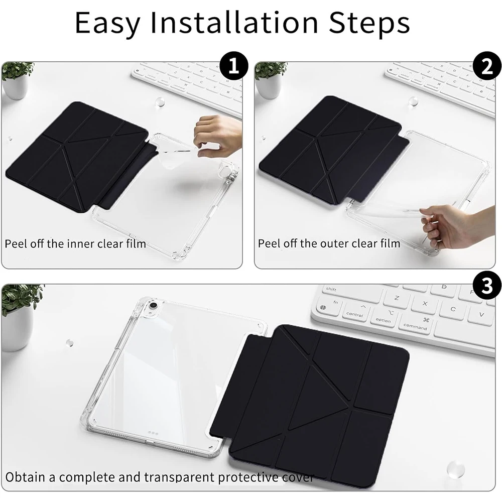 Y-Shaped Tablet Case with Pencil Holder and Multi-Angle Stand