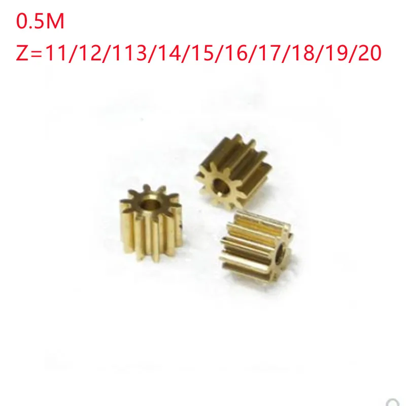 5pcs/lot 0.5M Metal Brass gear 8/9/10/11/12/13/14/15/16/17/18/19/20 Tooth Hole 1.98mm Copper Small Modulus Gear